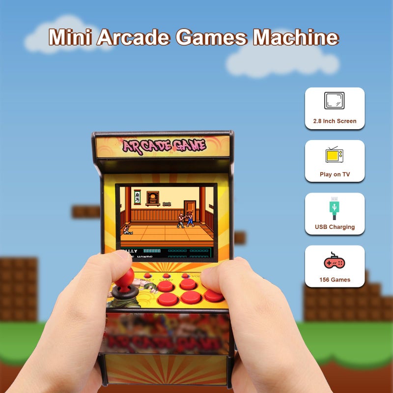 EASEGMER Mini Arcade Game Machines for Kids with 156 Classic Portable Handheld Video Games 16 Bit 2.8 Inches Screen Travel Gaming Electronic Toys Novelty Gift for Boys and Adults - Yellow - Image 2